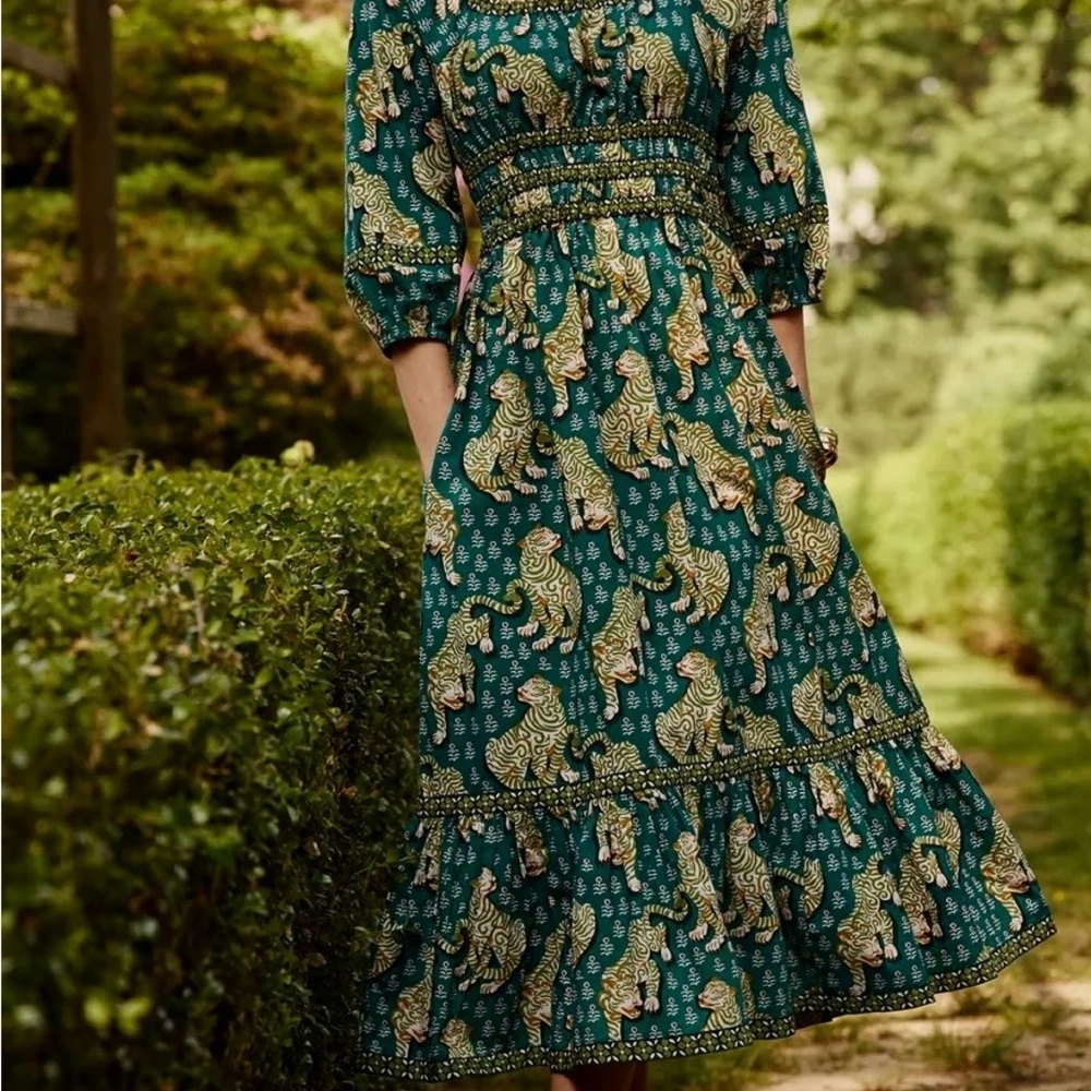 Gorgeous Printfresh cotton midi Dress in Tiger Queen XS NWOT - Picture 8 of 9